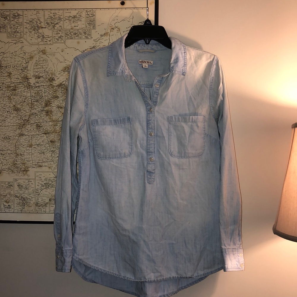 Merona Denim Half Button Down
